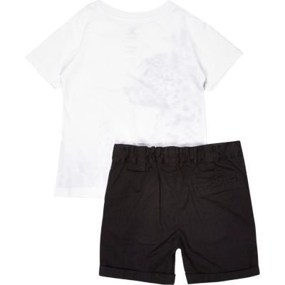 Mini boys white t-shirt and shorts outfit